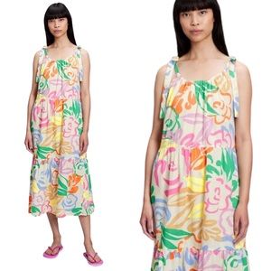 GAP | Tie Shoulder Tiered Midi Dress